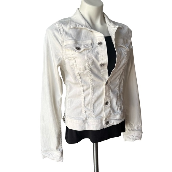AG Adriana Goldschmied Robyn White Denim Jacket, Sz Lg - Picture 7 of 16